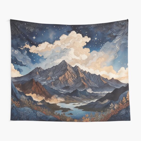 Item preview, Enchanted Skies: Illustrating the Majestic Mountain and Starlit Night designed and sold by Ngea.
