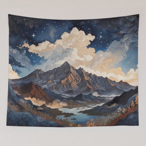 Item preview, Enchanted Skies: Illustrating the Majestic Mountain and Starlit Night designed and sold by Ngea.