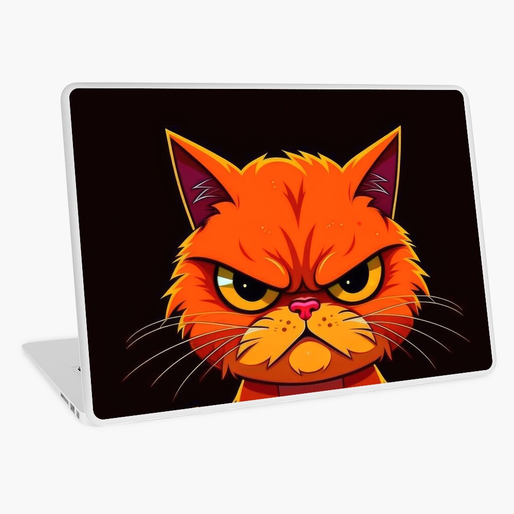 Watercolor illustration of an angry ginger cat. A kitten with