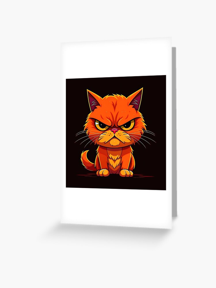 vector illustration of the face of a cartoon cat with an angry