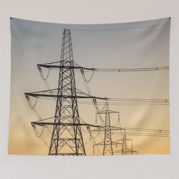 Item preview, Electricity Pylons at Sunset designed and sold by heidipics.