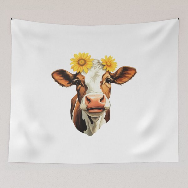 Item preview, Beautiful young cow with yellow flowers  designed and sold by SmileshareShop.