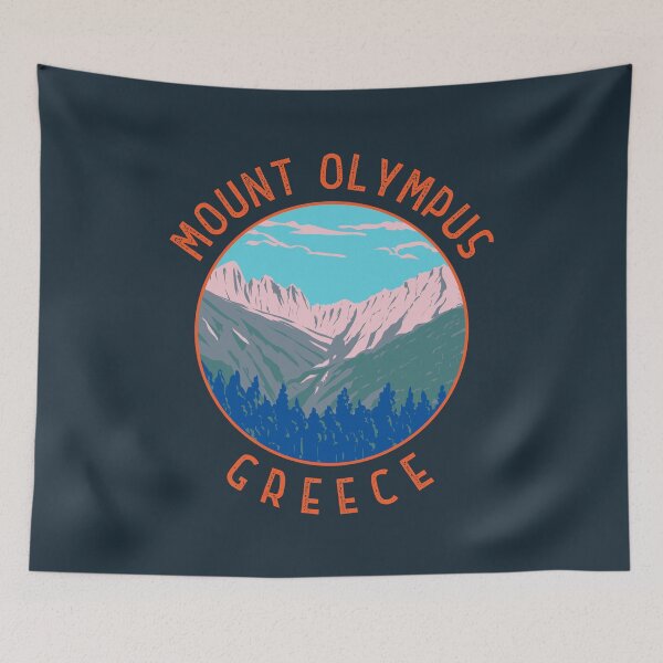 Aperçu de l'œuvre Mont Olympe Grèce Retro Distressed Circle créée et vendue par KrisSidDesigns.