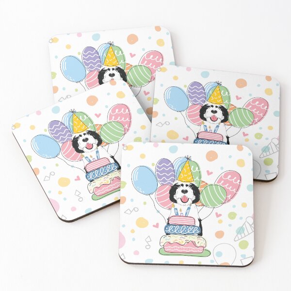 Item preview, Black White Sheepadoodle Birthday Party 1 designed and sold by Lulupainting.