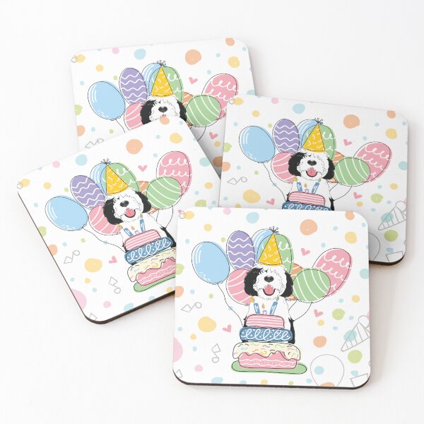 Item preview, Black White Sheepadoodle Birthday Party 3 designed and sold by Lulupainting.