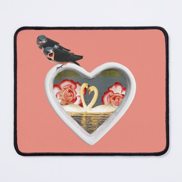 Item preview, Whimsical Collage Art "PDA" : Birds Scandalized by Romantic Swans designed and sold by GollyWillikers.