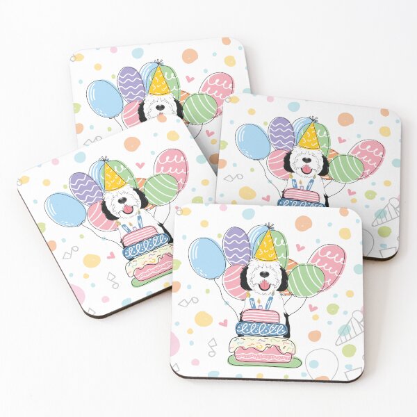Item preview, Black White Sheepadoodle Birthday Party 4 designed and sold by Lulupainting.