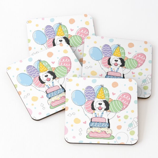 Item preview, Black White Sheepadoodle Birthday Party 5 designed and sold by Lulupainting.