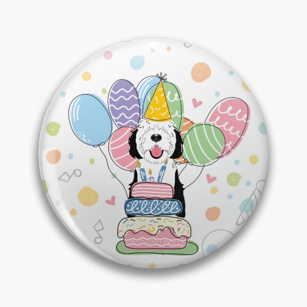 Item preview, Black White Sheepadoodle Birthday Party 6 designed and sold by Lulupainting.