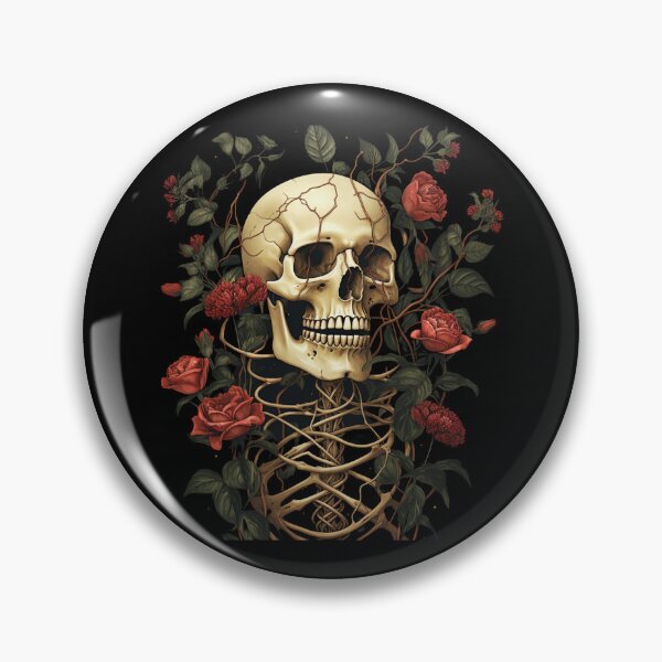 Item preview, Skull and Roses Skull with Flowers Skull Artwork designed and sold by AnnaMDesign.