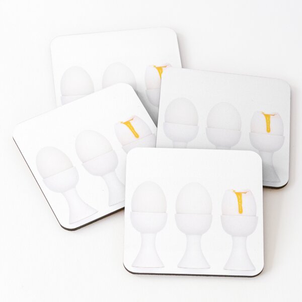 Item preview, white eggs, white eggcups, white background - yellow yolk. designed and sold by bailey-cooper.