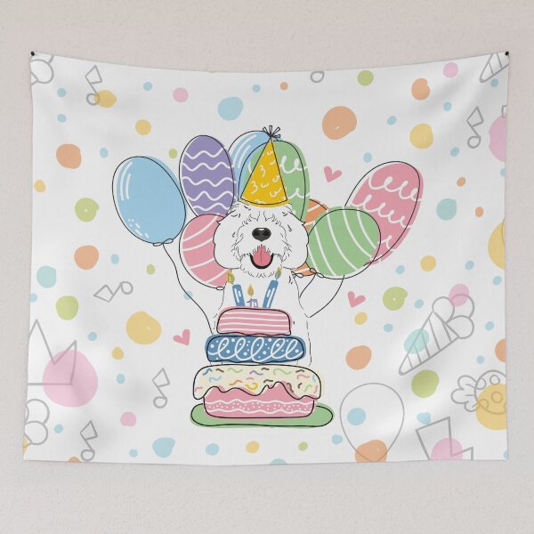 Item preview, White Sheepadoodle Birthday Party designed and sold by Lulupainting.