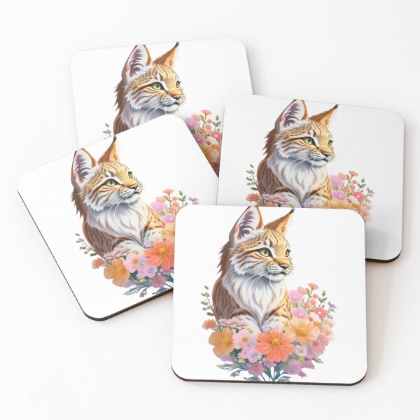 Item preview, Charming Bobcat with Watercolor Flowers  designed and sold by YourNameMatters.
