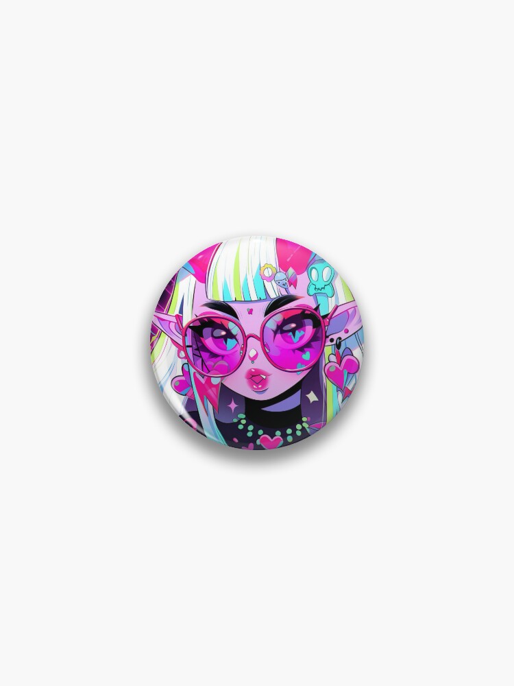 Bright Pink Cute Fashion Demon Anime Girl Pin for Sale by bubblegoth