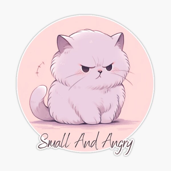 Small And Angry Cute Cat Design | Sticker