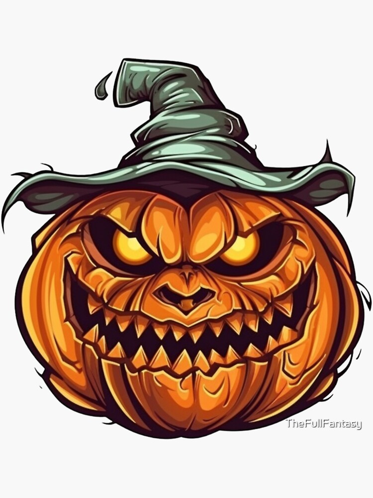 Pumpkin Horror Scary Face Halloween Party T-Shirt' Sticker