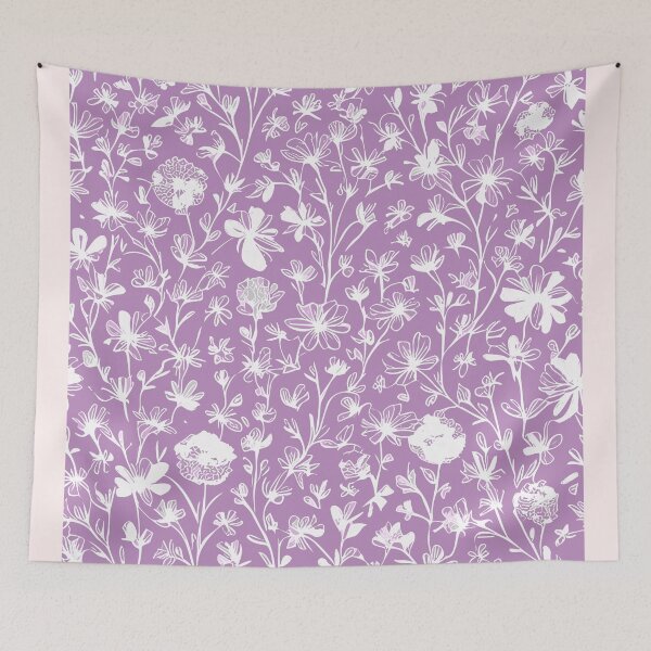 Item preview, White Blooms on Light Purple - Spring Floral Pattern designed and sold by aylastyle.