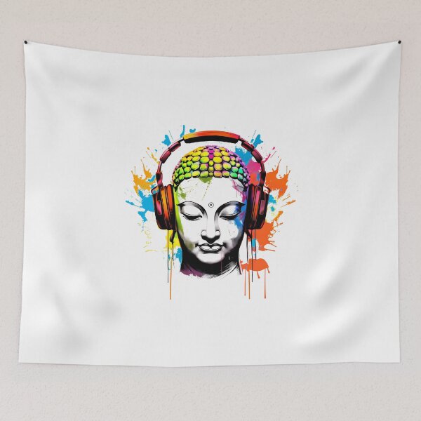 Item preview, Serenity in Sound: Chilling Buddha Meditating with Yoga Music Headphones designed and sold by Studio-Mind.