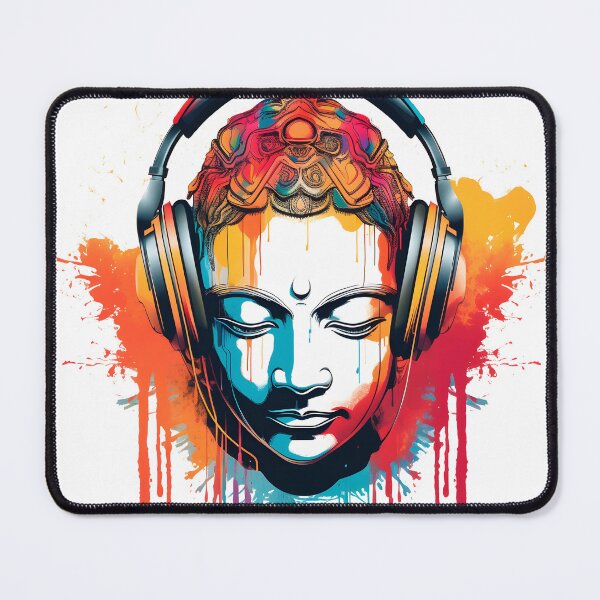 Item preview, Chilling Buddha Meditating with Yoga Music Headphones designed and sold by Studio-Mind.