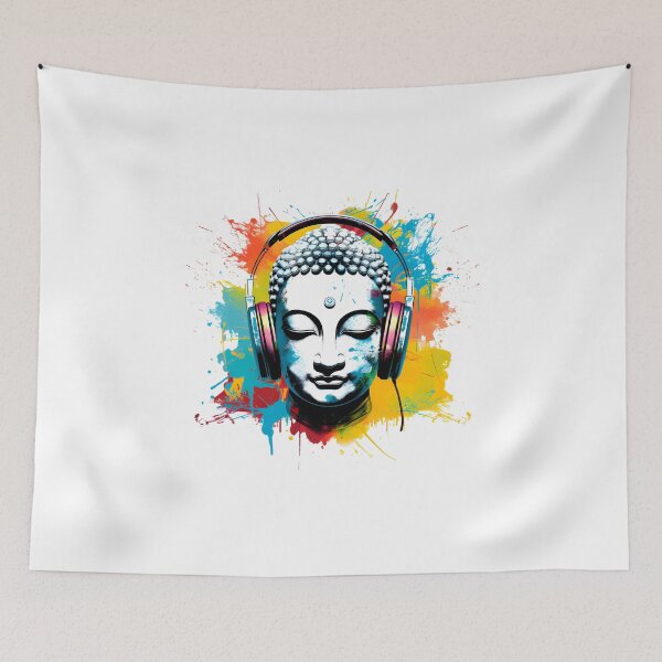 Item preview, Serenity in Sound: Chilling Buddha Meditating with Yoga Music Headphones designed and sold by Studio-Mind.