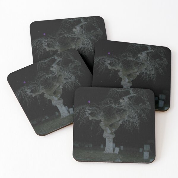 Item preview, Purple Orb Twisted Cemetery Tree - black background designed and sold by Louise-Mae.