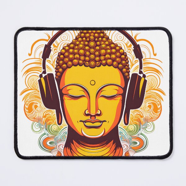 Item preview, Serenity in Sound: Chilling Buddha Meditating with Yoga Music Headphones designed and sold by Studio-Mind.