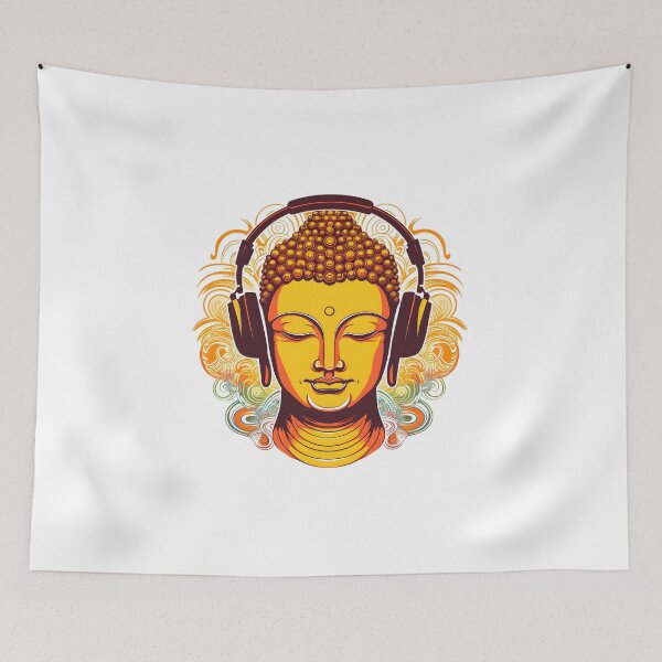Item preview, Serenity in Sound: Chilling Buddha Meditating with Yoga Music Headphones designed and sold by Studio-Mind.