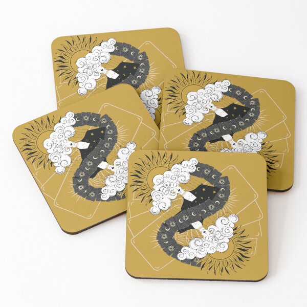 Item preview, Mystical Woman with Enigmatic Tarot Cards and Sun Clouds Hair designed and sold by RokaaShop.