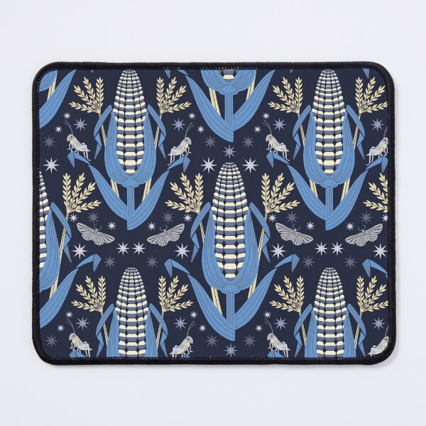 Item preview, Cornfields in blue with night insects and stars designed and sold by Inkworthy.