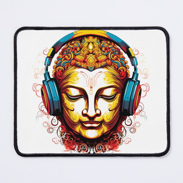 Item preview, Serenity in Sound: Chilling Buddha Meditating with Yoga Music Headphones designed and sold by Studio-Mind.