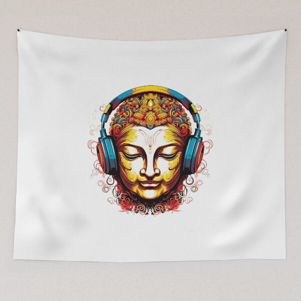 Item preview, Serenity in Sound: Chilling Buddha Meditating with Yoga Music Headphones designed and sold by Studio-Mind.