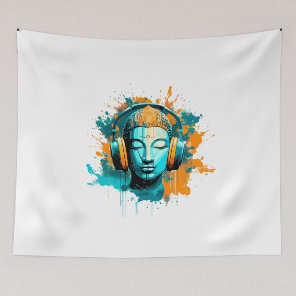 Item preview, Serenity in Sound: Chilling Buddha Meditating with Yoga Music Headphones designed and sold by Studio-Mind.