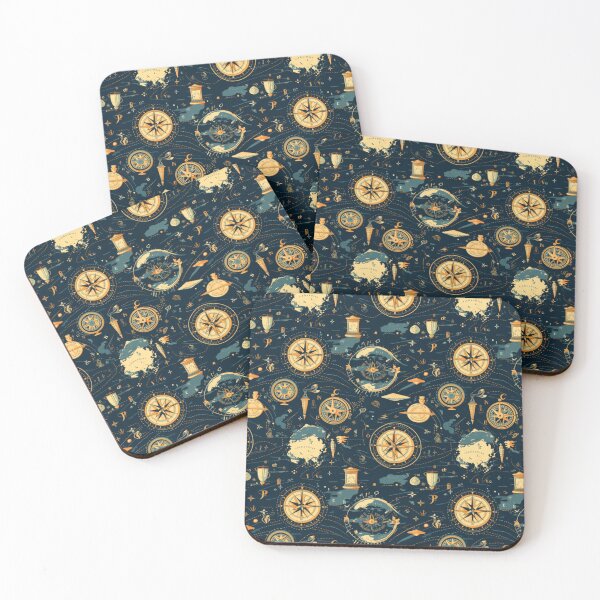 Item preview, Vintage World Map & Compass Explorer Pattern designed and sold by delohill.