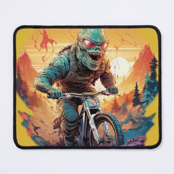 Item preview, creepy mountain biker designed and sold by Stroka-AI-Art.
