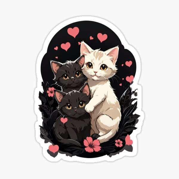 Simple Black Cat Sticker, HQ2, Black Cat, Cute, Adorable, Illustration, Kitty  Cat, Gift for Kids, Gift for Cat Lover, Kitten, Gift for Kids 