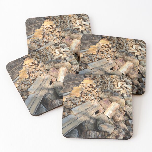 Item preview, Piles of firewood under sun through foliage designed and sold by tshuki.