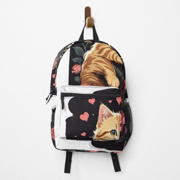 Item preview, Orange & Black Cats Cuddling with Flowers & Hearts - Love, Unity, and Beauty in One Perfect Gift designed and sold by sadsapiens.