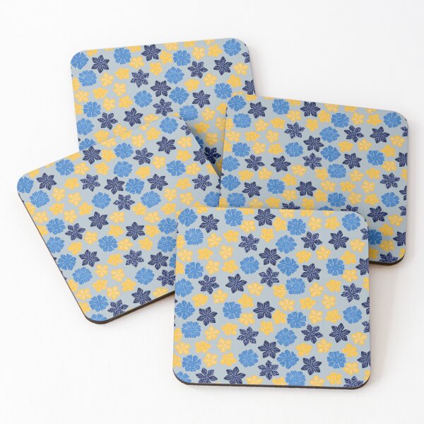 Item preview, Garden floral pattern blue and yellow designed and sold by HeartPieces.