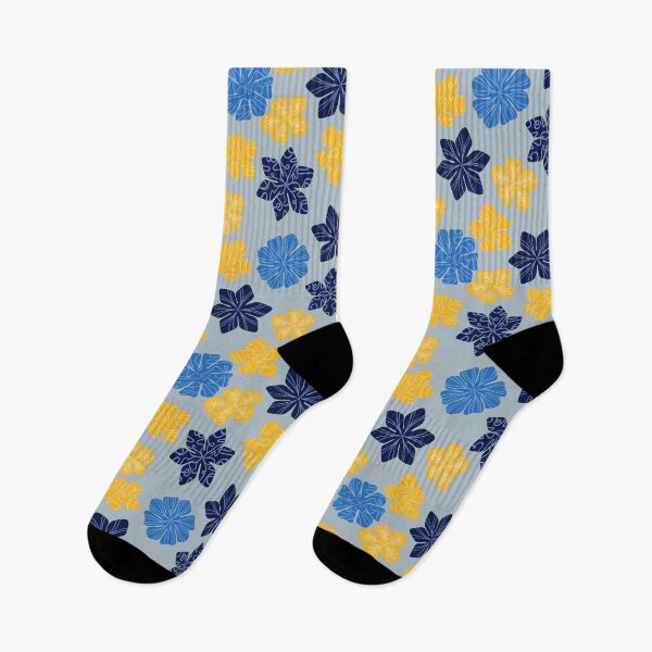 Item preview, Garden floral pattern blue and yellow designed and sold by HeartPieces.