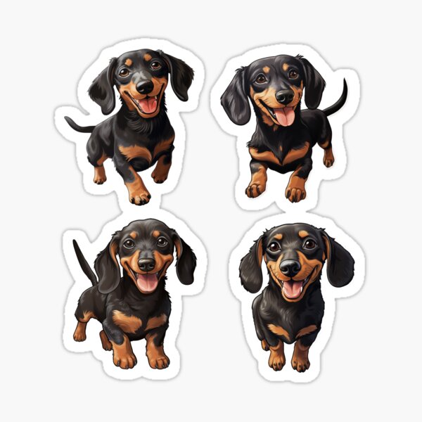 Item preview, happy cute dachshund dog illustrations pack designed and sold by SynapseBuzz.