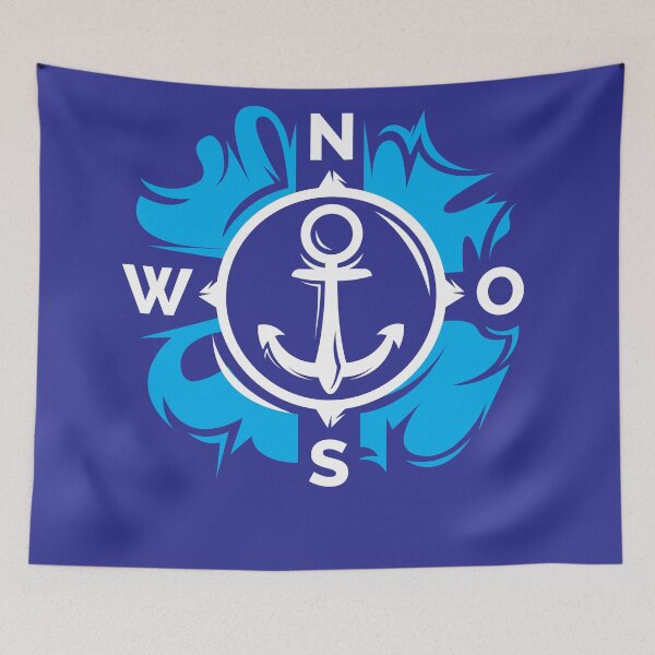 Item preview, Anchor in blue style maritime compass north sea captain designed and sold by AndreMi.