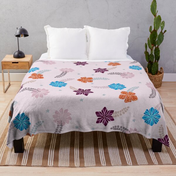 Item preview, Garden Flowers Leaves Pattern Blue, Orange, Pink designed and sold by HeartPieces.