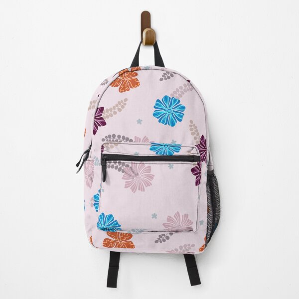 Item preview, Garden Flowers Leaves Pattern Blue, Orange, Pink designed and sold by HeartPieces.