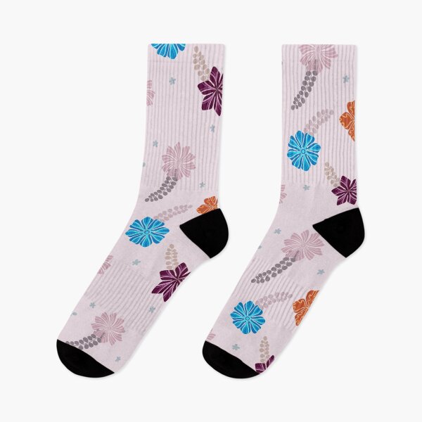 Item preview, Garden Flowers Leaves Pattern Blue, Orange, Pink designed and sold by HeartPieces.