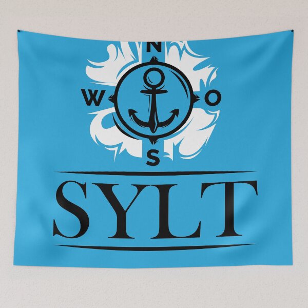 Item preview, Sylt anchor symbol on blue background compass sea lake designed and sold by AndreMi.