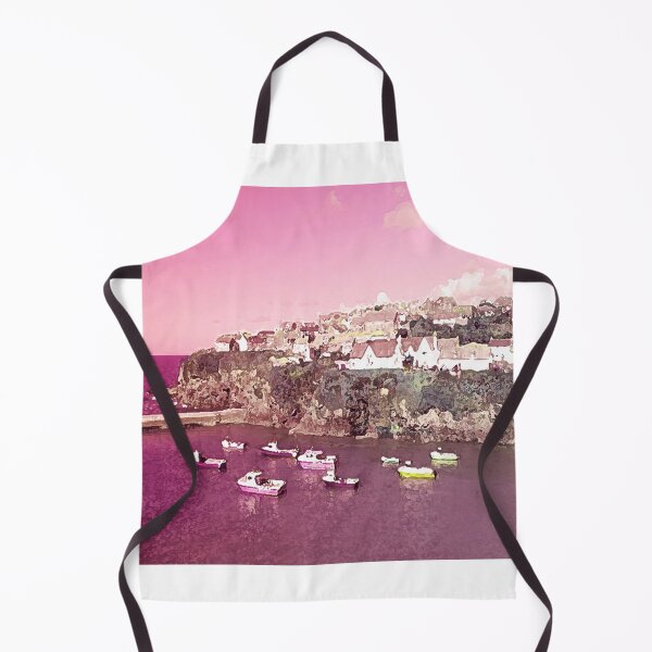 Item preview, Port Isaac Travel Poster, Cornwall, Cerise Tide - A Breathtaking Snapshot in Time of a Beautiful Fishing Village designed and sold by studioSharonKay.