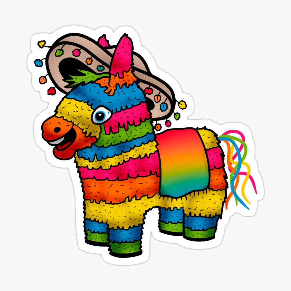 Donkey wearing a Sombrero Piñata Sticker for Sale by