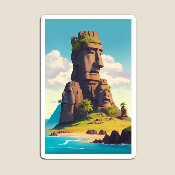 MOAI - Emoji - Easter Island - Rapa Nui - Sticker Magnet for Sale