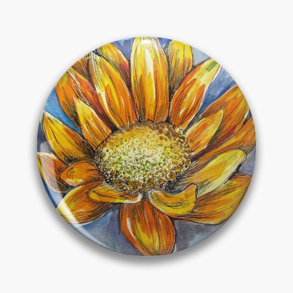 Item preview, Sunflower, daisy, yellow flower, lotus watercolor original painting sticker, cup, bag flower lover gifts designed and sold by Paintingladycat.