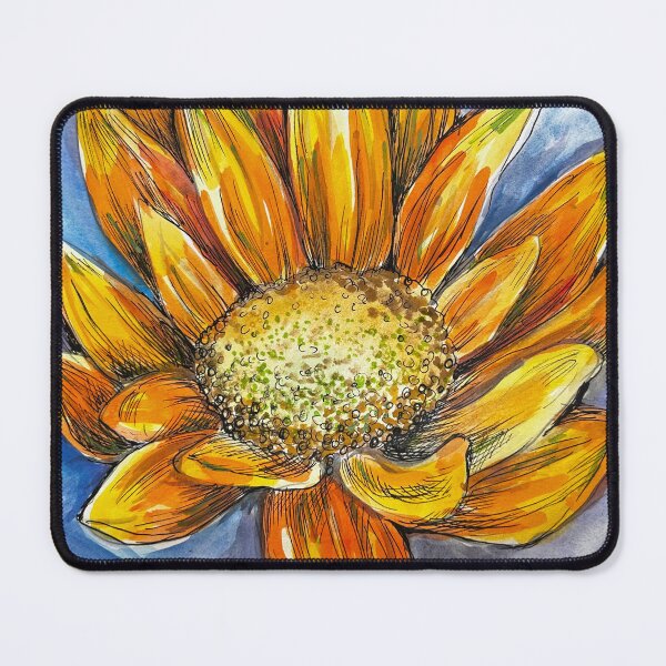 Item preview, Sunflower, daisy, yellow flower, lotus watercolor original painting sticker, cup, bag flower lover gifts designed and sold by Paintingladycat.